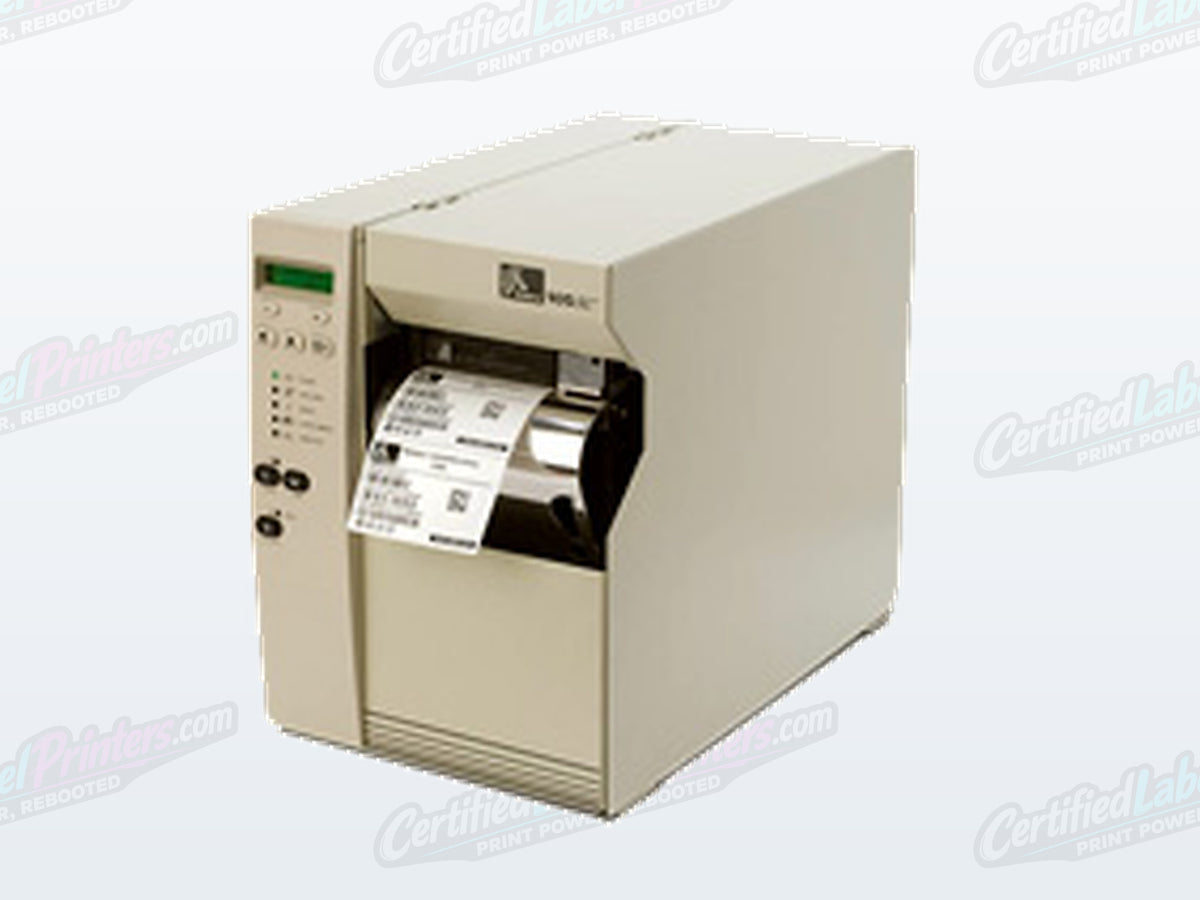 Certified refurbished Zebra 105SL industrial label printer — front detail view