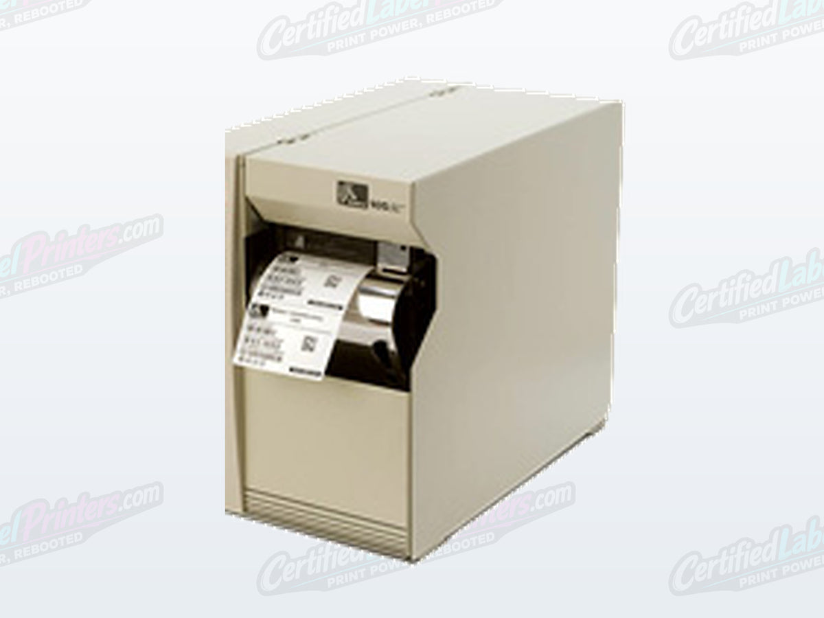 Certified refurbished Zebra 105SL industrial label printer — side detail view
