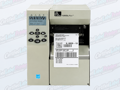 Zebra 105SL Plus industrial label printer - front view
