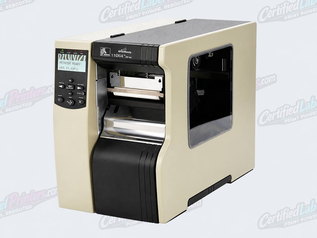 Zebra 110Xi4 industrial label printer - front-right view