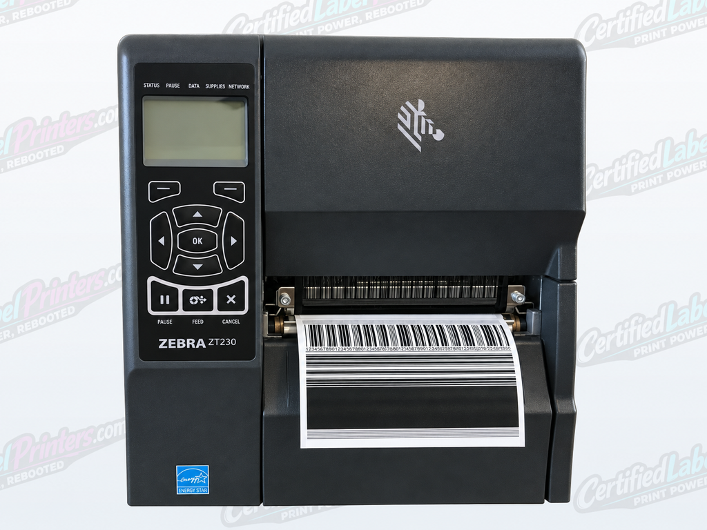 Zebra ZT230 industrial label printer - front view