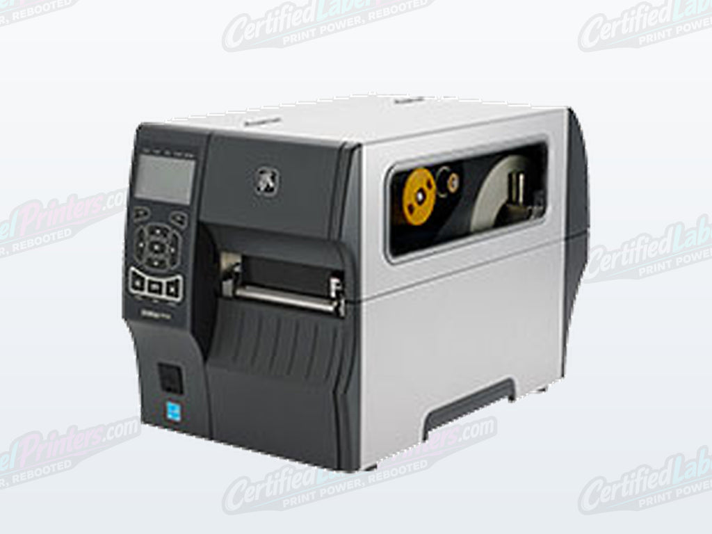Certified refurbished Zebra ZT410 industrial label printer — front right view