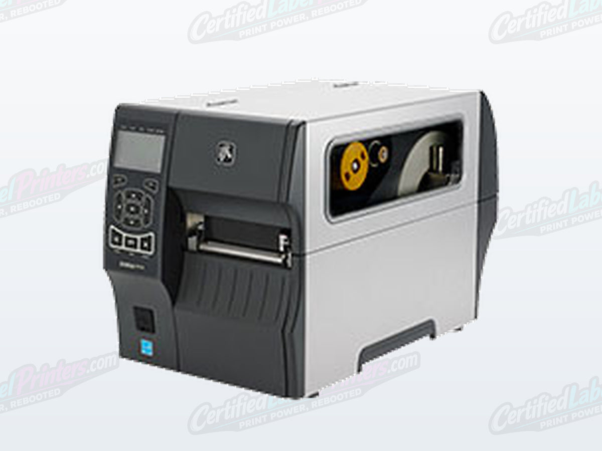Certified refurbished Zebra ZT410 industrial label printer — front right view