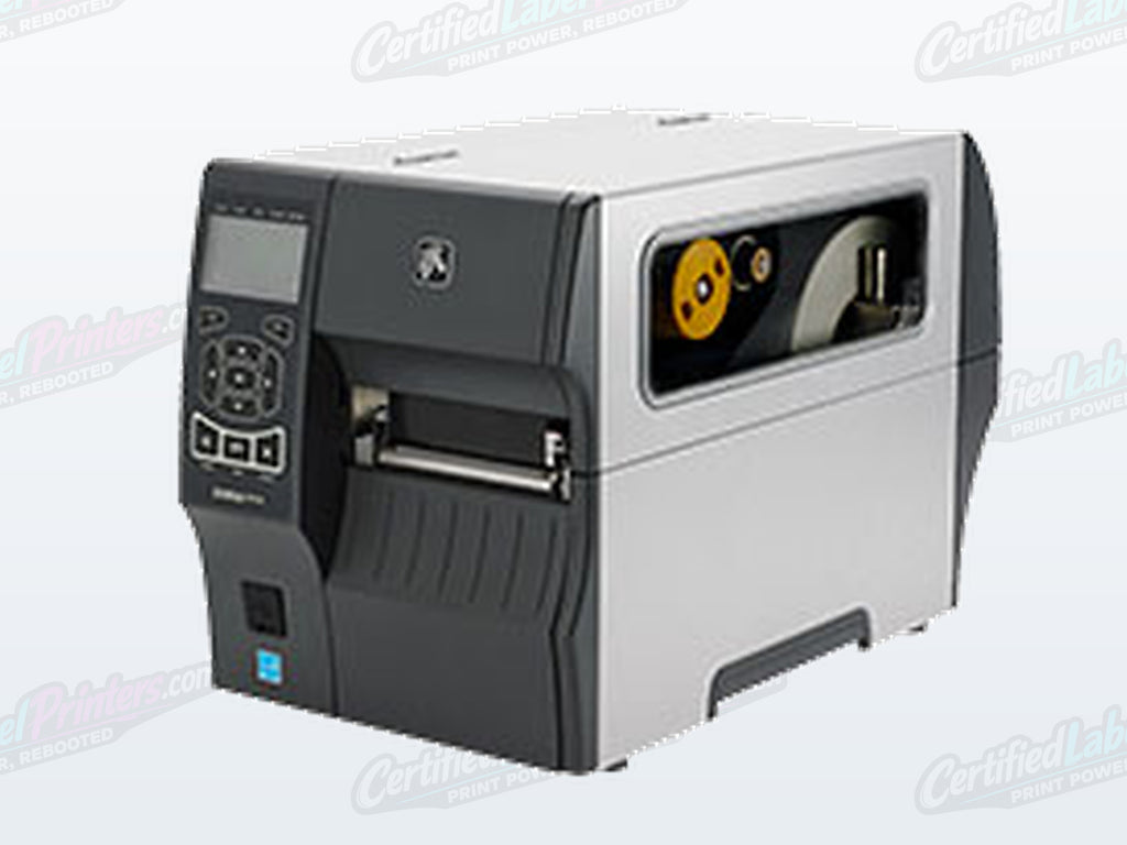 Certified refurbished Zebra ZT410 industrial label printer — front detail view