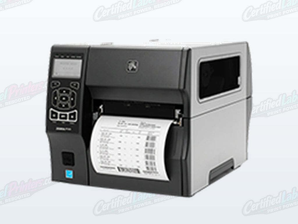 Certified refurbished Zebra ZT420 industrial label printer — front right view